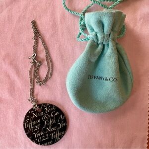 Tiffany & Co. Silver/ Onix  Pendant Necklace